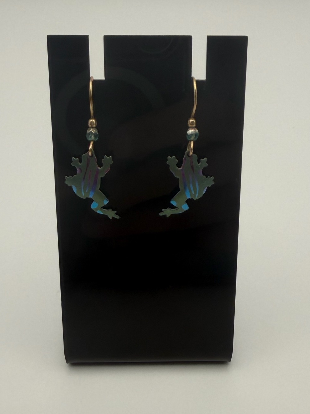 Holly Yashi Iridescent Blue Frog Dangle Earrings - Women Jewelry